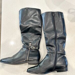 Black Leather Knee-High Boots